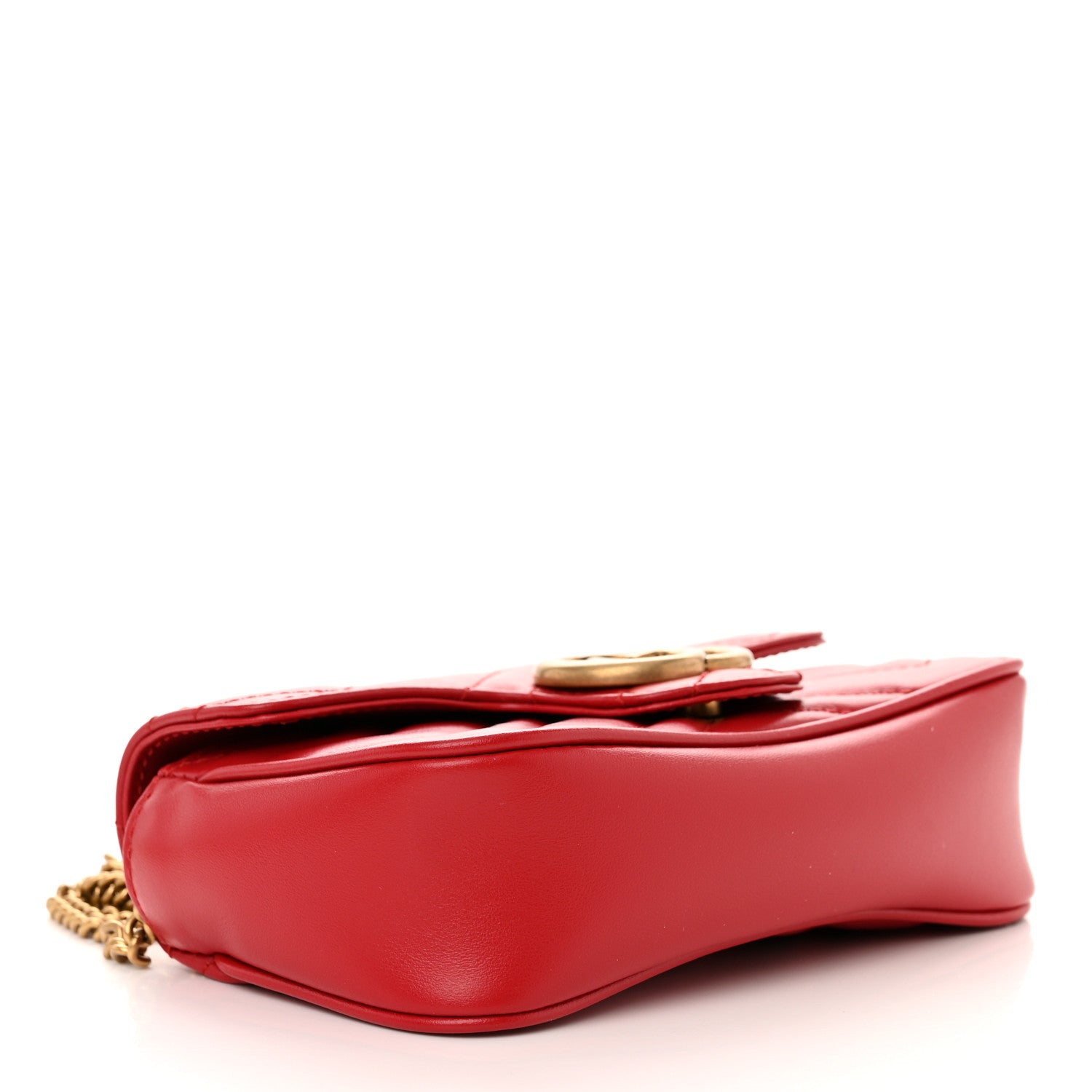 Gucci Calfskin Matelasse Super Mini GG Marmont Shoulder Bag Hibiscus Red 4 of 11