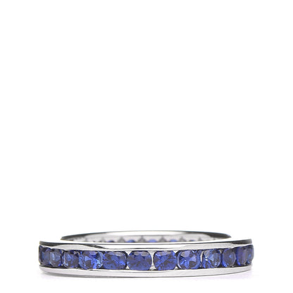 Tiffany Platinum Blue Sapphire Eternity Band Ring 49 4.75 3 of 5