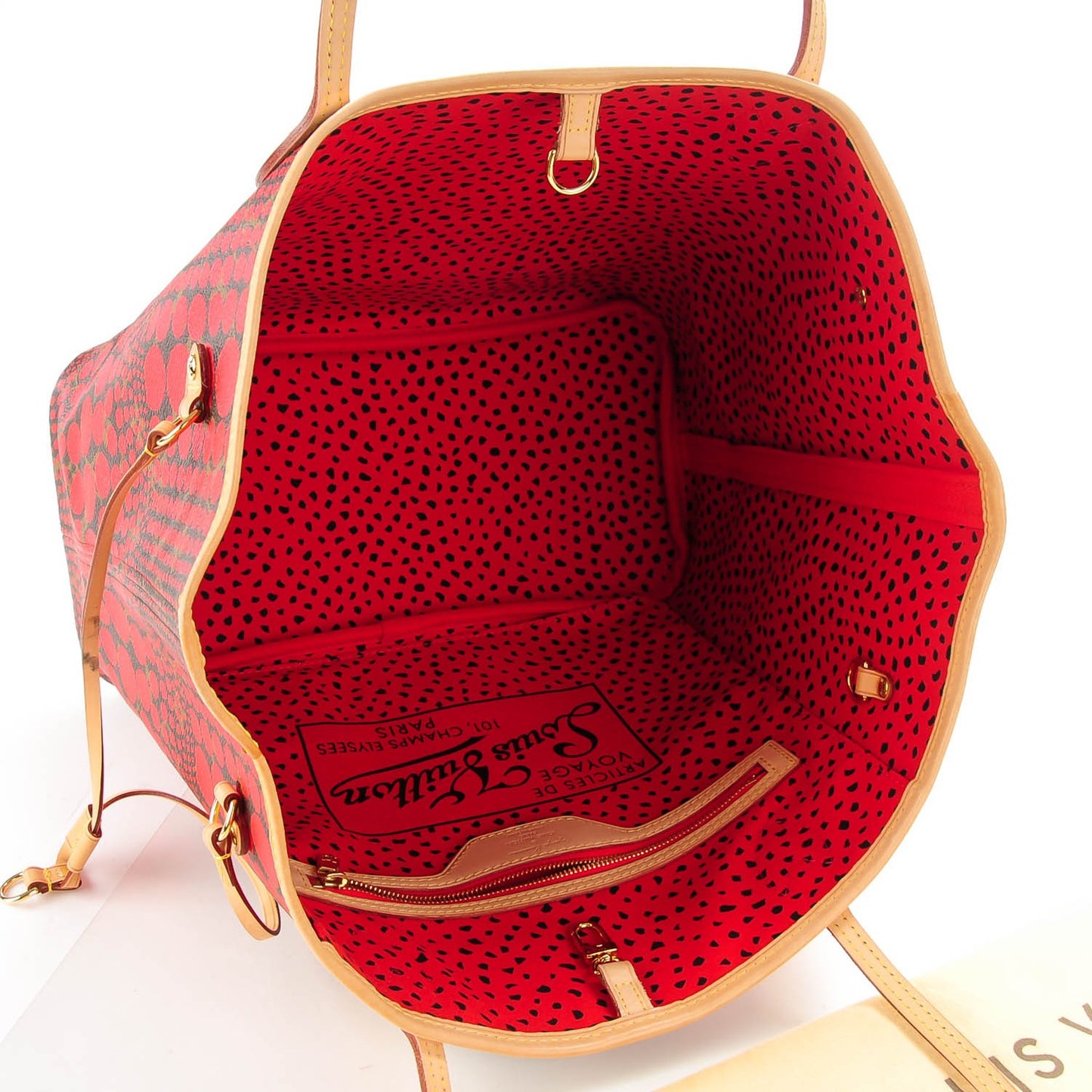 Monogram Kusama Waves Neverfull MM Red