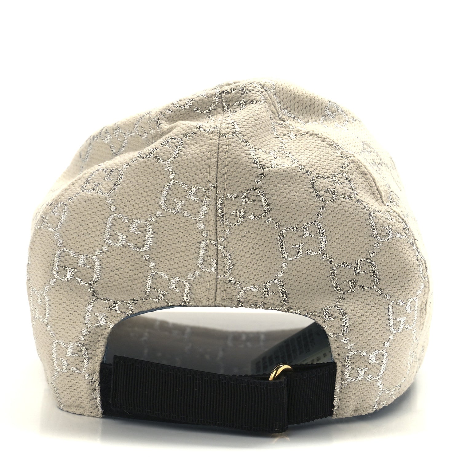 Gucci Canvas Lame GG Monogram Rush Baseball Hat M Gardenia Silver 5 of 8