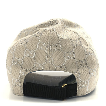 Gucci Canvas Lame GG Monogram Rush Baseball Hat M Gardenia Silver 5 of 8