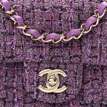 Chanel Tweed Quilted Mini Rectangular Flap Light Purple Pink Navy 8 of 11