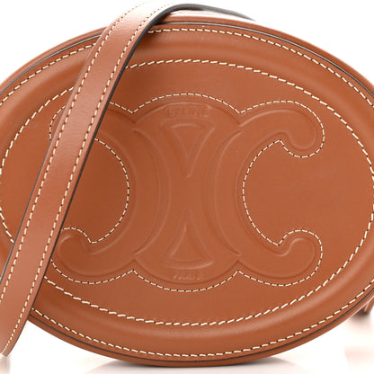 Celine Smooth Calfskin Cuir Small Triomphe Oval Crossbody Purse Tan 7 of 9