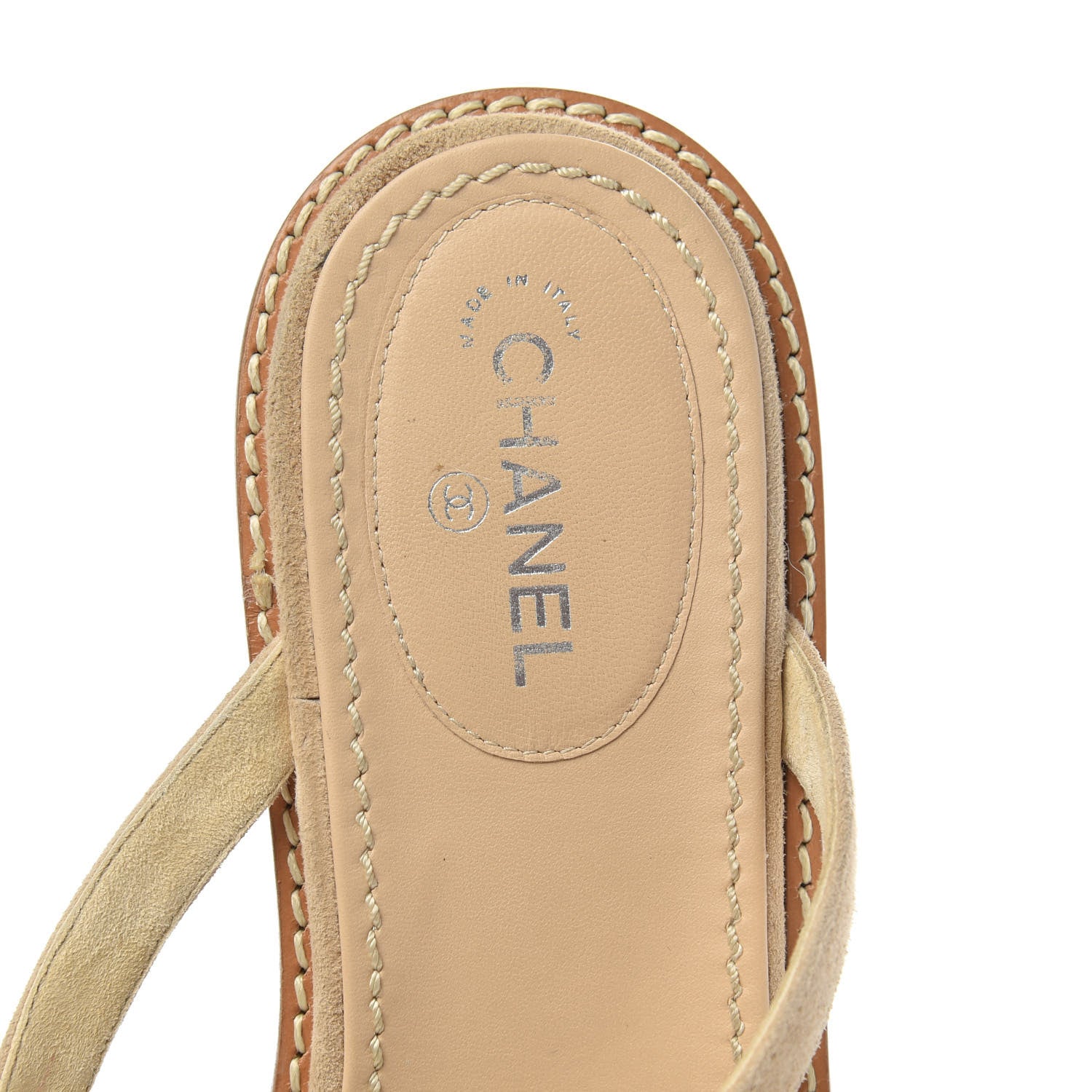 Chanel Suede Pearl Thong Sandals 39 Beige 6 of 11