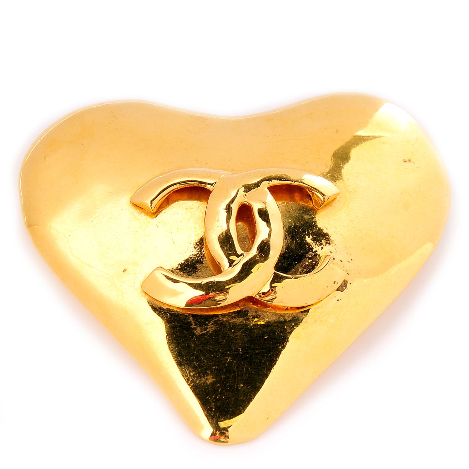Chanel CC Heart Brooch Gold 1 of 5