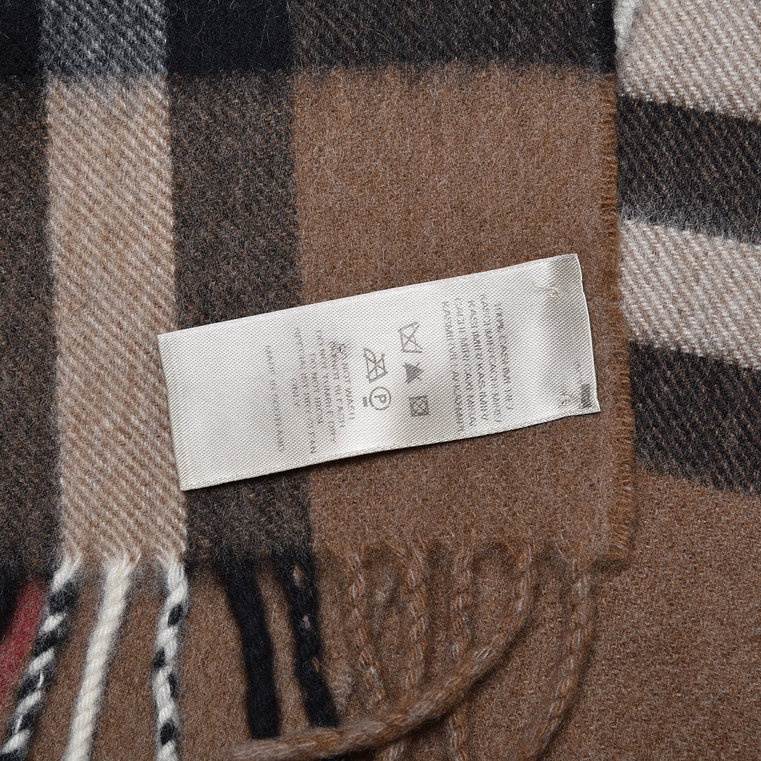Burberry Cashmere Giant Check Fringe Scarf Brown 5 of 5