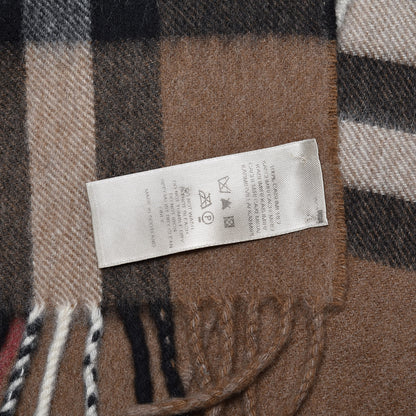 Burberry Cashmere Giant Check Fringe Scarf Brown 5 of 5