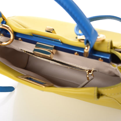 Fendi Nappa Colorblock Mini Peekaboo Iconic Satchel Lime Blue Royal Latte 5 of 9