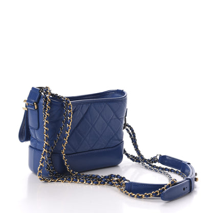 Chanel Aged Calfskin Quilted Small Gabrielle Hobo Blue 3 of 10