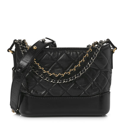 Chanel Aged Calfskin Quilted Small Gabrielle Hobo Black 1 of 10
