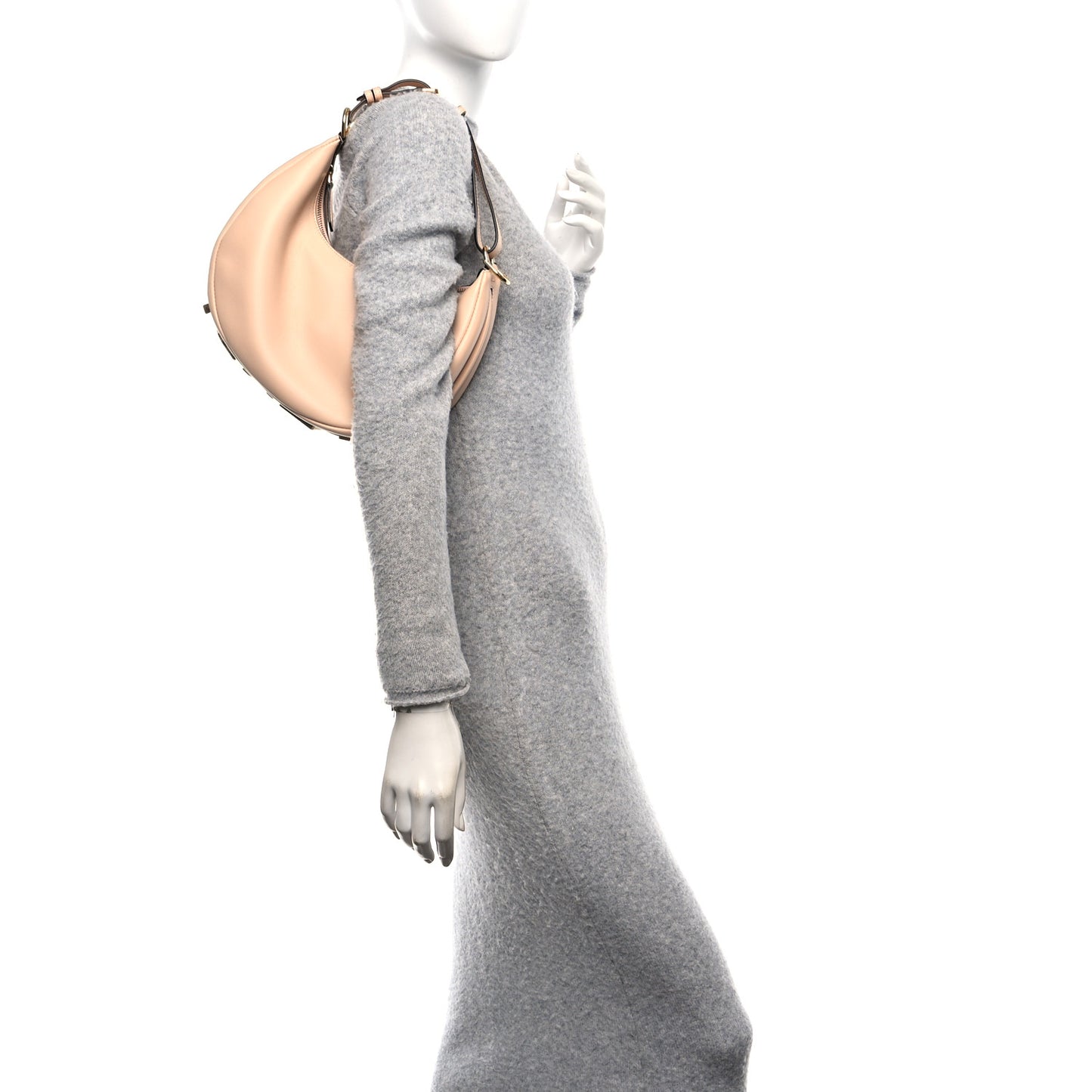 Vitello Grace Matte Small Fendigraphy Hobo Bag Light Rose