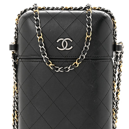 Chanel Lambskin Quilted Chain Around Phone Holder Black 8 of 14
