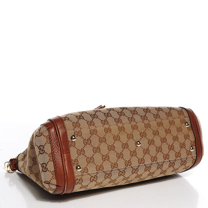 Gucci Monogram Cellarius Calfskin Small Bella Top Handle Bag Beige Ebony Cuir 4 of 9