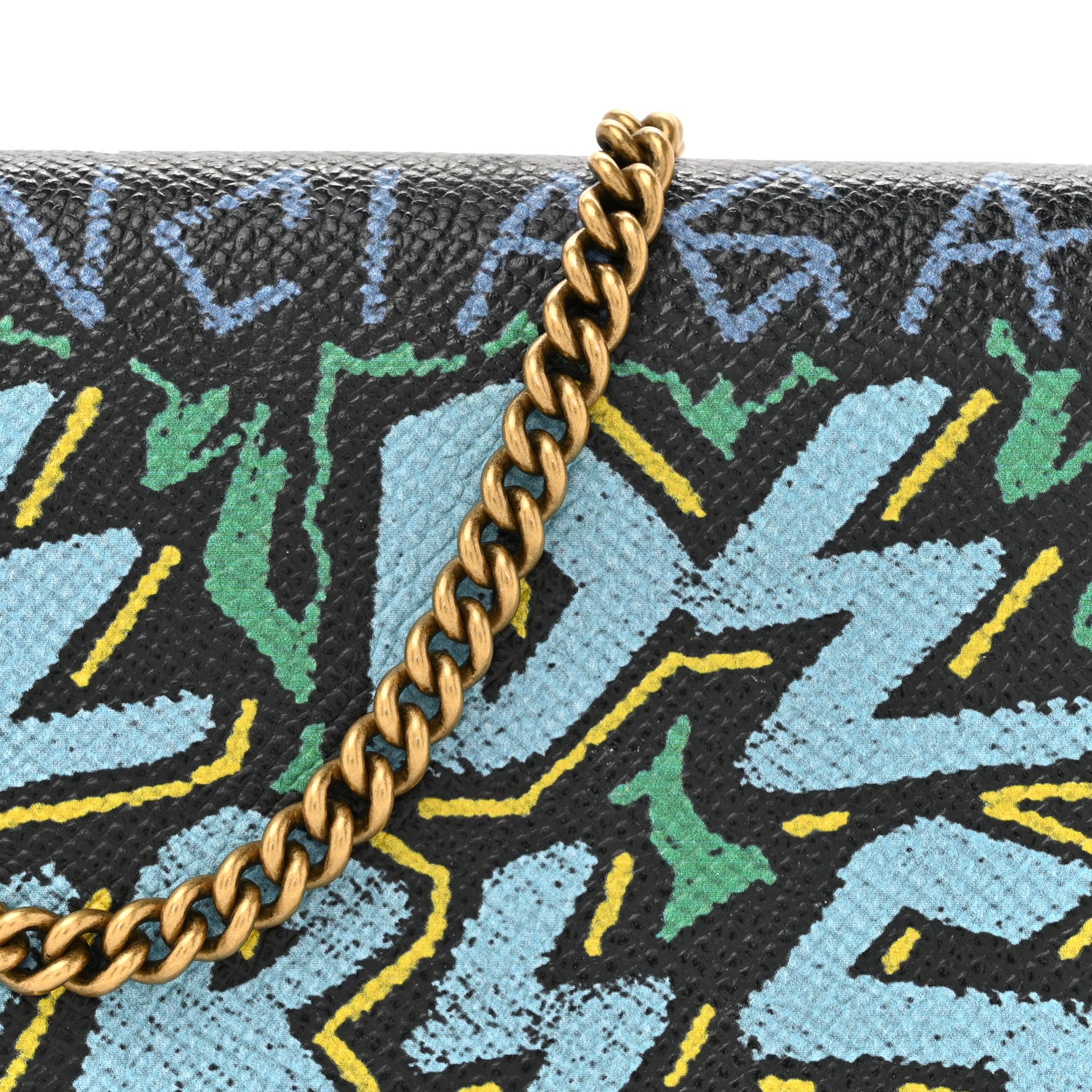 Balenciaga Signature Grained Calfskin Graffiti BB Chain Wallet Black Multicolor 9 of 14