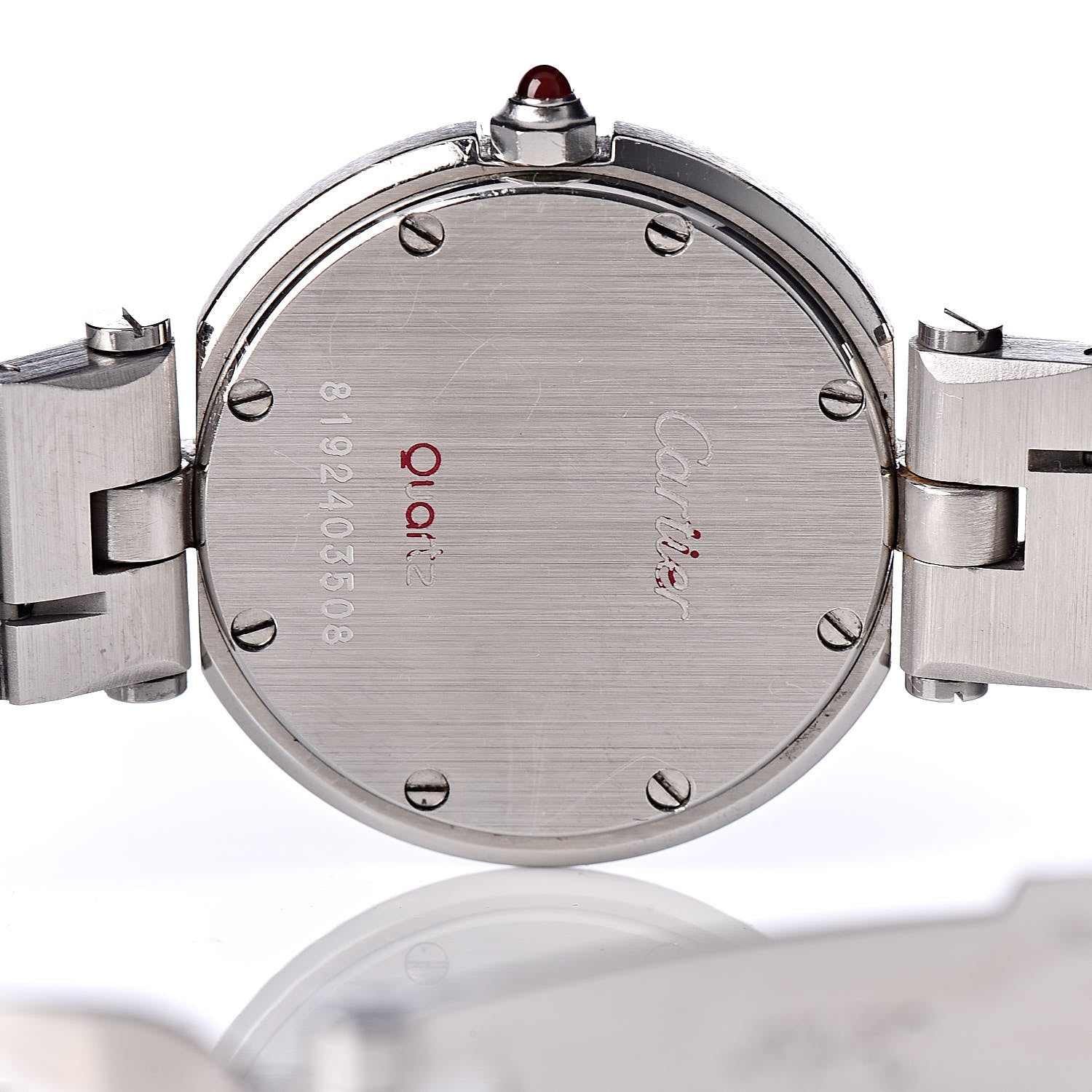Cartier Stainless Steel 27mm Santos Round Quartz Watch Burgundy 6 of 6