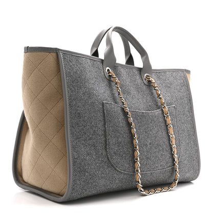 Chanel Wool Felt Large Deauville Tote Grey Beige 3 of 11