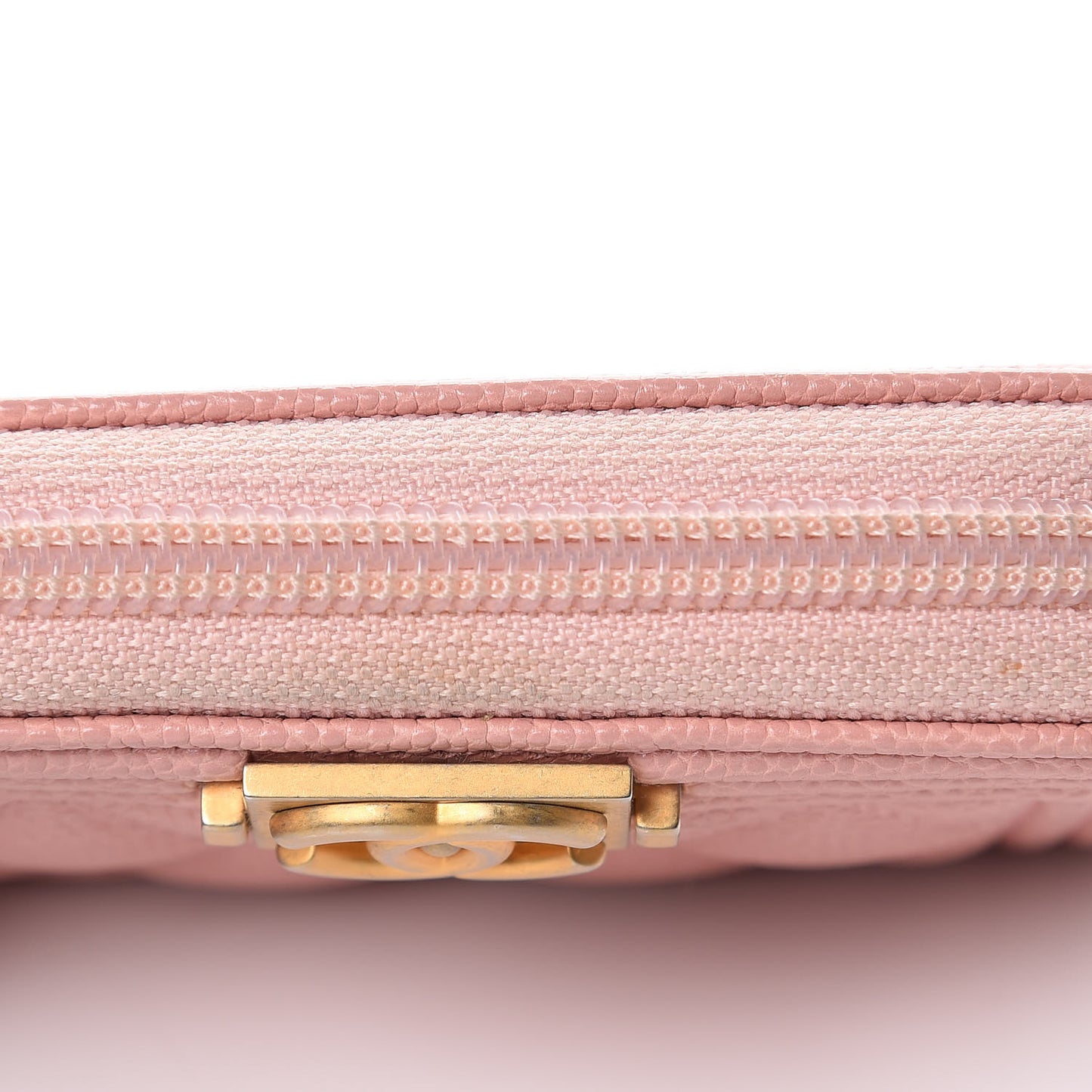 Caviar Quilted Boy Zip Around Coin Purse Wallet Light Pink