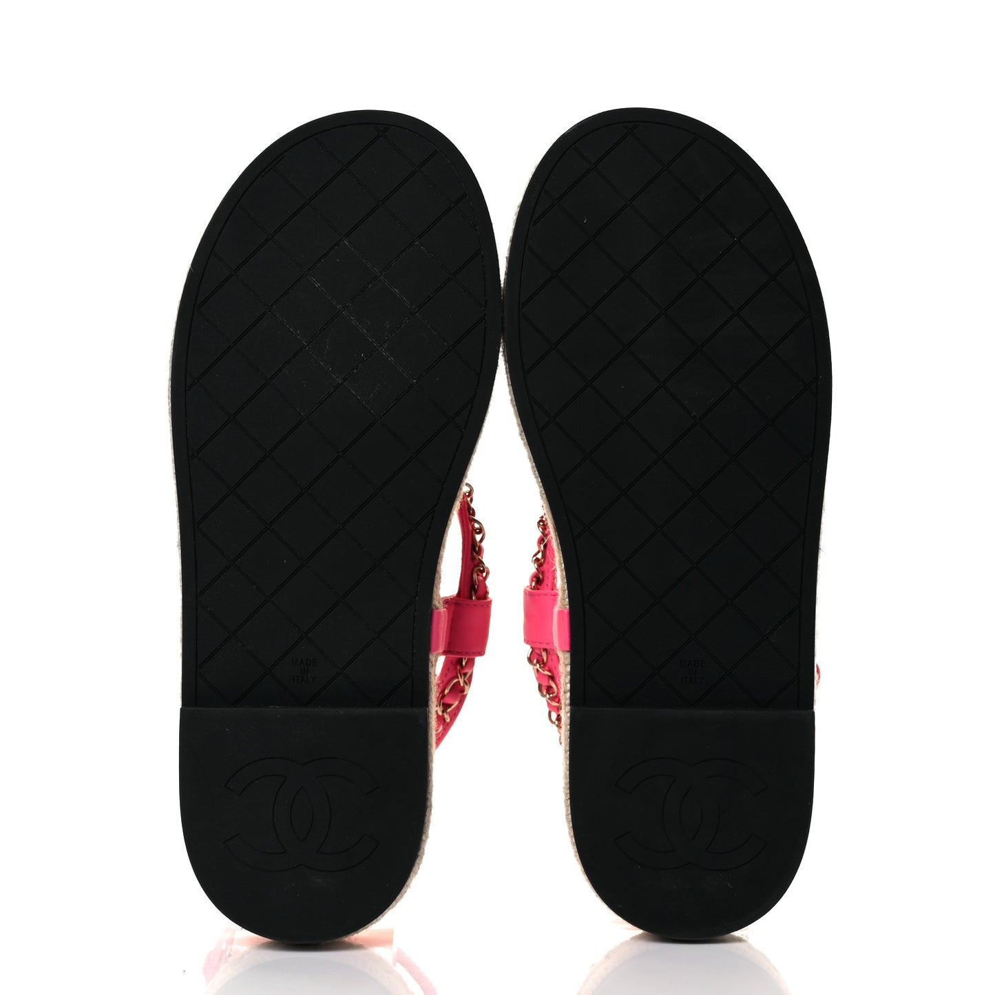 Lambskin Chain CC Thong Espadrille Sandals 40 Pink