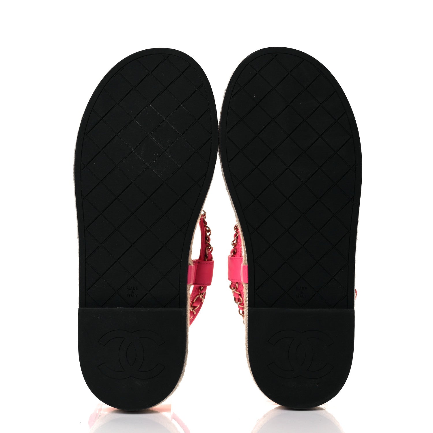 Chanel Lambskin Chain CC Thong Espadrille Sandals 40 Pink 6 of 11