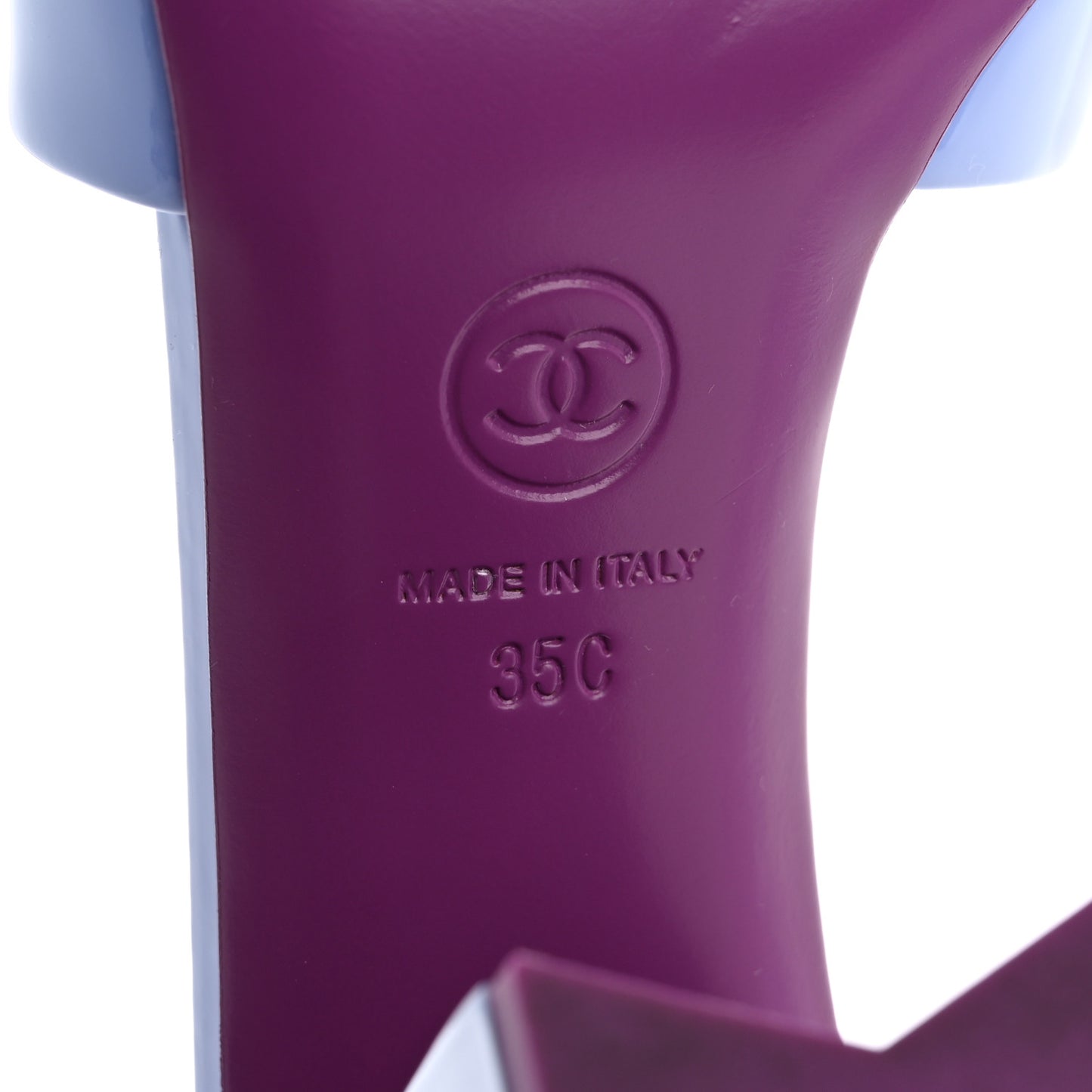 Patent Calfskin CC Mules 35 Light Purple Dark Purple