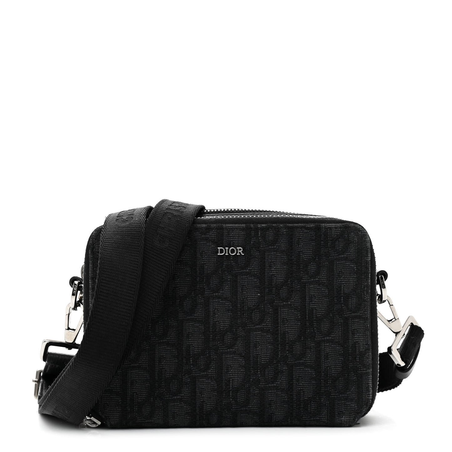 Oblique Zipped With Strap Pouch Black