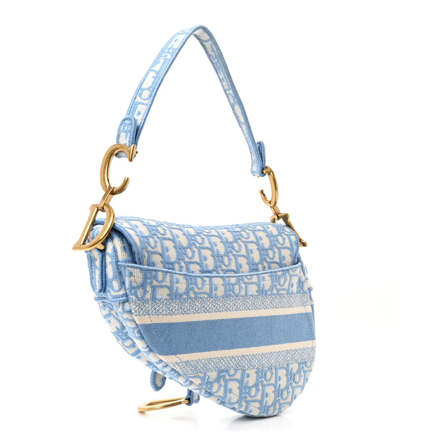 Oblique Embroidered Saddle Bag Cornflower Blue