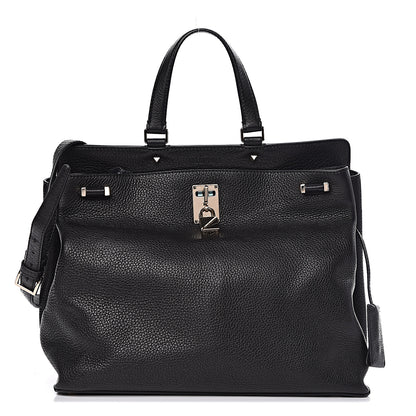 Valentino Garavani Pebbled Calfskin Large JoyLock Satchel Black 1 of 12