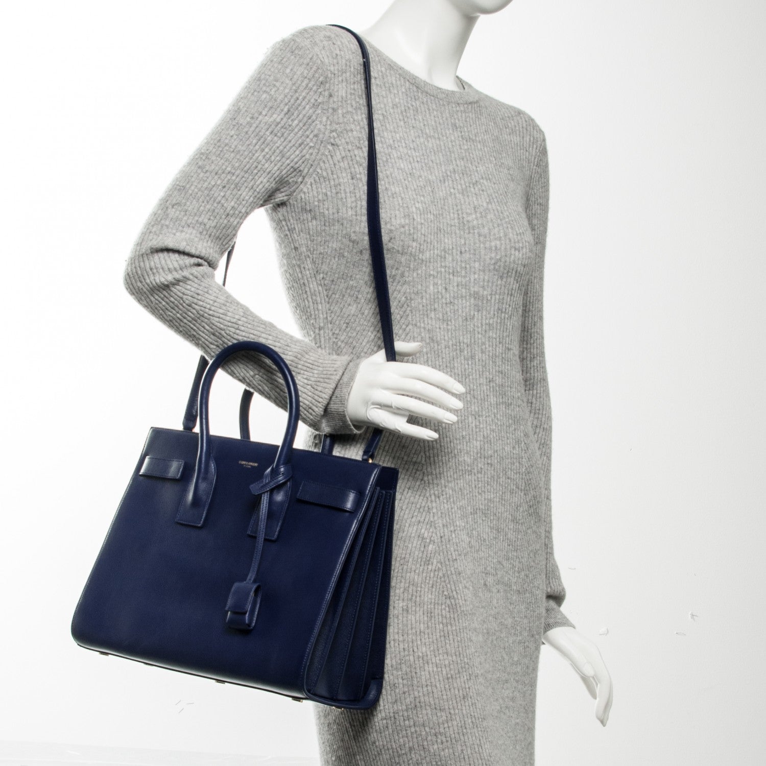 Saint Laurent Calfskin Small Sac De Jour New Marine 2 of 7