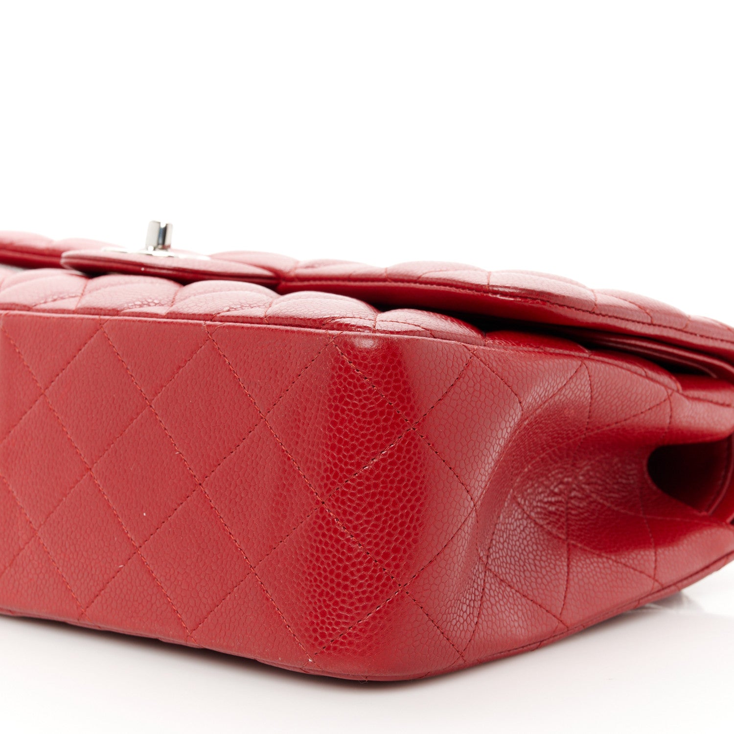 Chanel Caviar Quilted Jumbo Double Flap Red 11 of 12