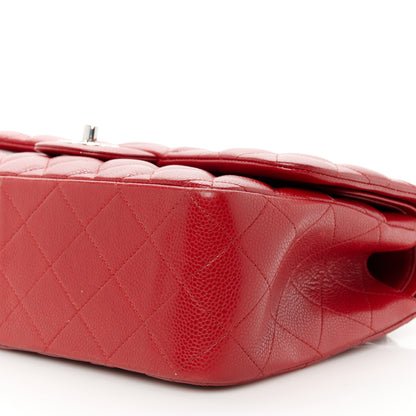 Chanel Caviar Quilted Jumbo Double Flap Red 11 of 12