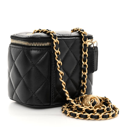 Chanel Lambskin Quilted Mini Pearl Crush Vanity Case With Chain Black 3 of 11
