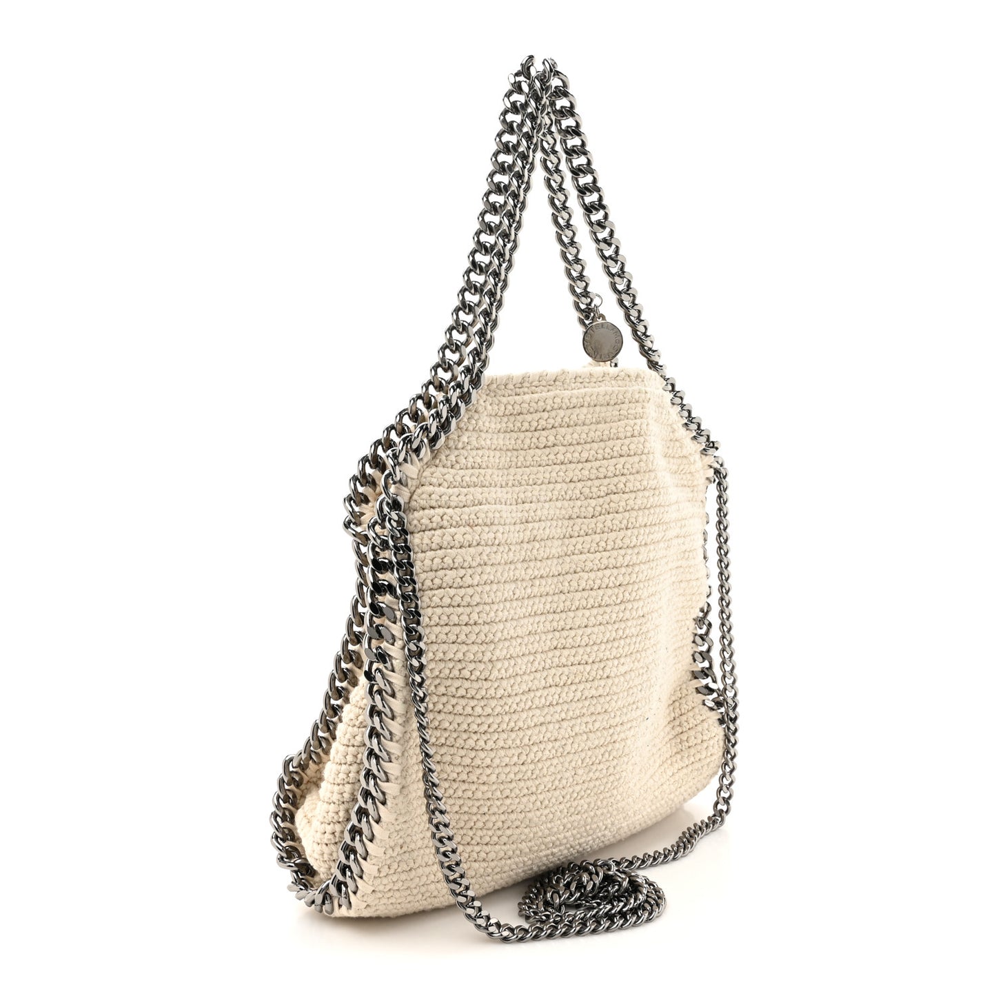 Cotton Crochet Falabella Ajouree Tote Bag White