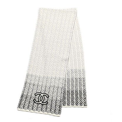Chanel Cashmere Silk CC Scarf Black White 2 of 3