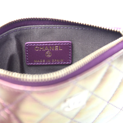 Chanel Iridescent Lambskin Quilted Small Cosmetic Case Purple 6 of 8