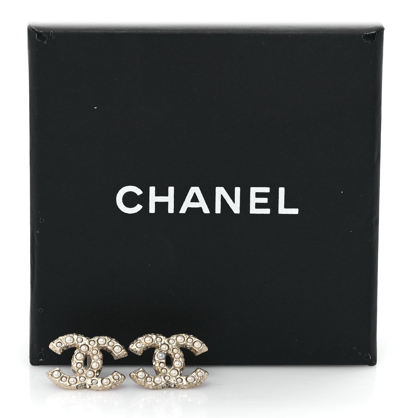 Metal Graduated Pearl Crystal CC Earrings Gold