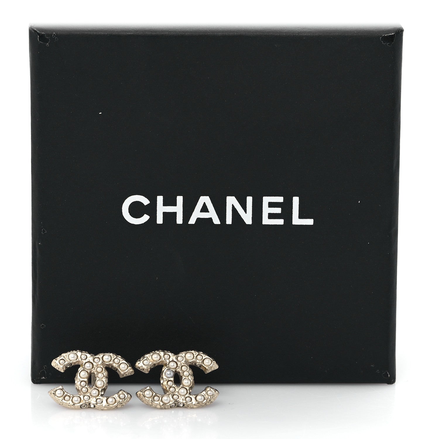 Chanel Metal Graduated Pearl Crystal CC Earrings Gold 5 of 5