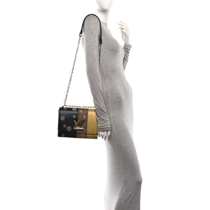 Louis Vuitton Calfskin Reverse Monogram Studded Twist Shoulder Bag MM Black Gold 2 of 10