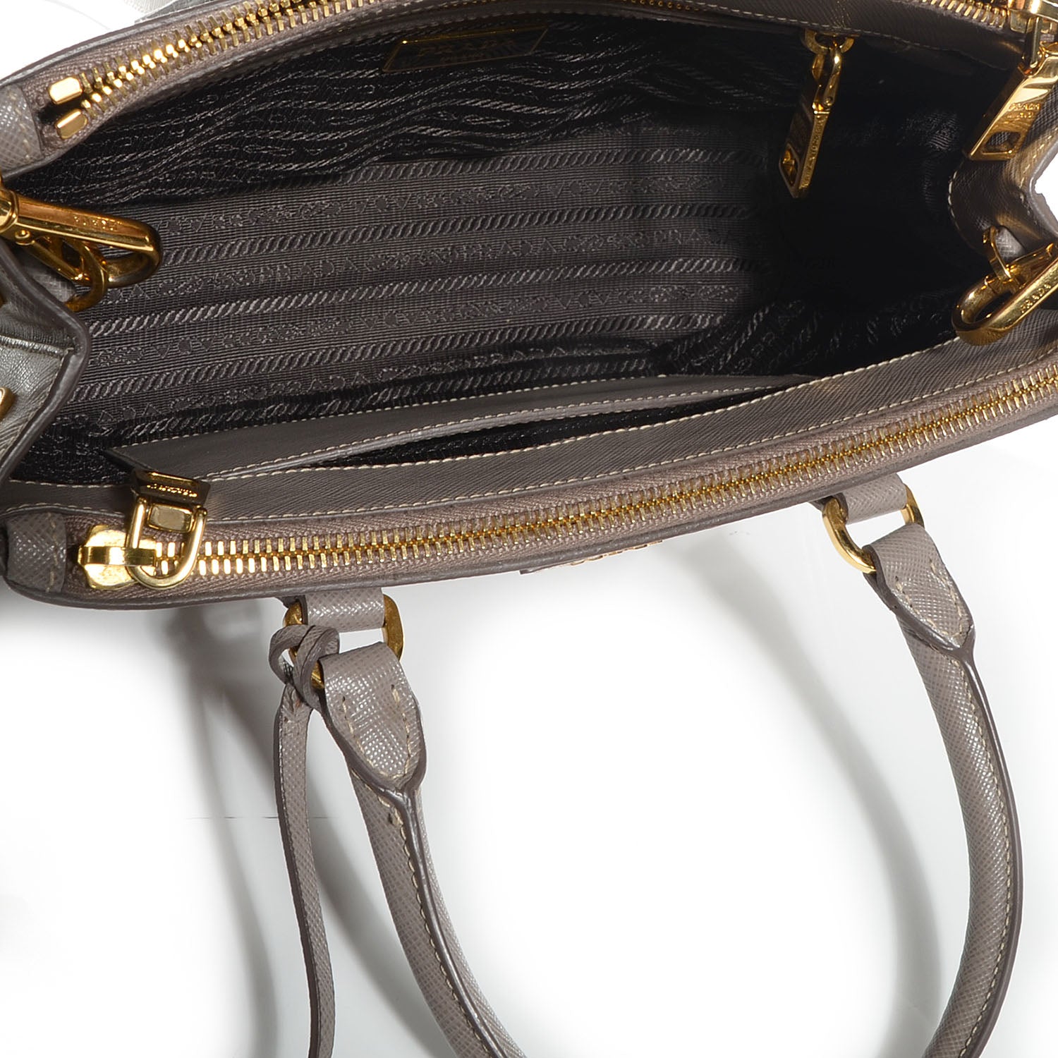 Prada Saffiano Lux Mini Double Zip Tote Argilla 7 of 10