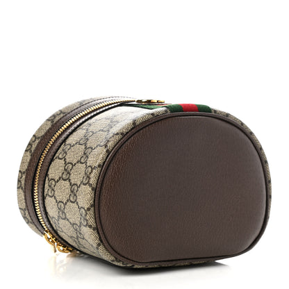 Gucci GG Supreme Monogram Textured Calfskin Web Ophidia Vanity Cosmetic Case Beige Ebony New Acero 4 of 9