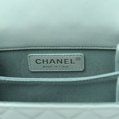Chanel Calfskin Quilted North South Boy Flap Light Blue 5 of 8