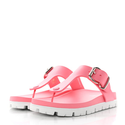 Prada EVA Rubber Buckled Lug Sole 20mm Thong Sandals 40 Begonia 3 of 9