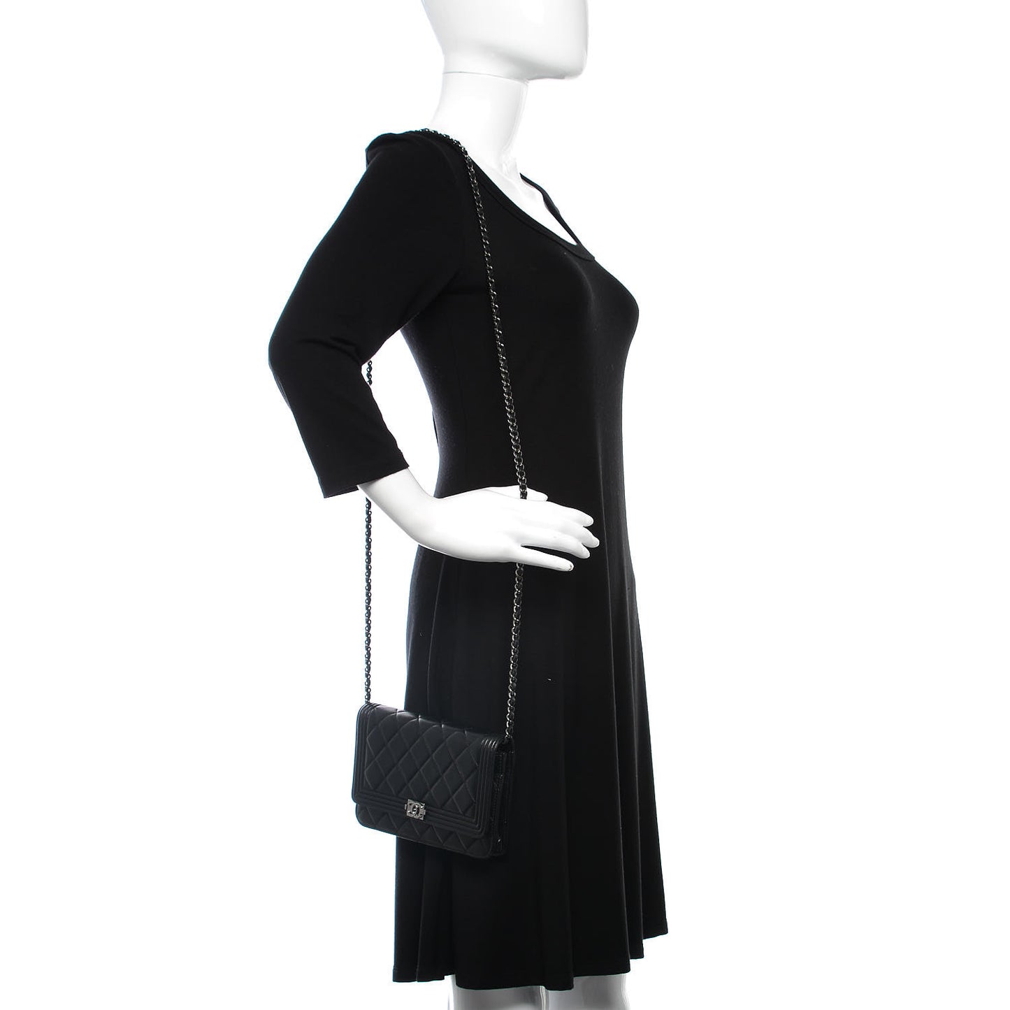 Lambskin Quilted Boy Wallet On Chain WOC Black