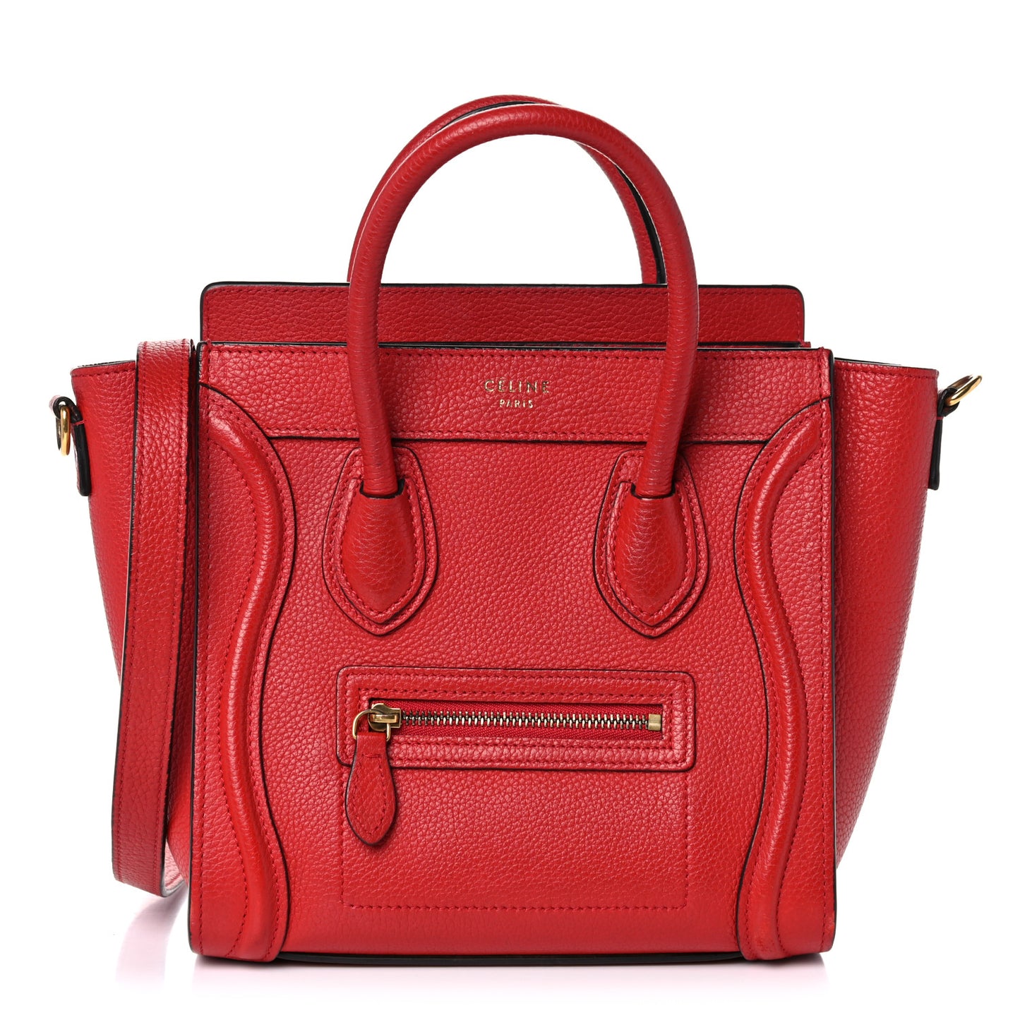 Drummed Calfskin Nano Luggage Red