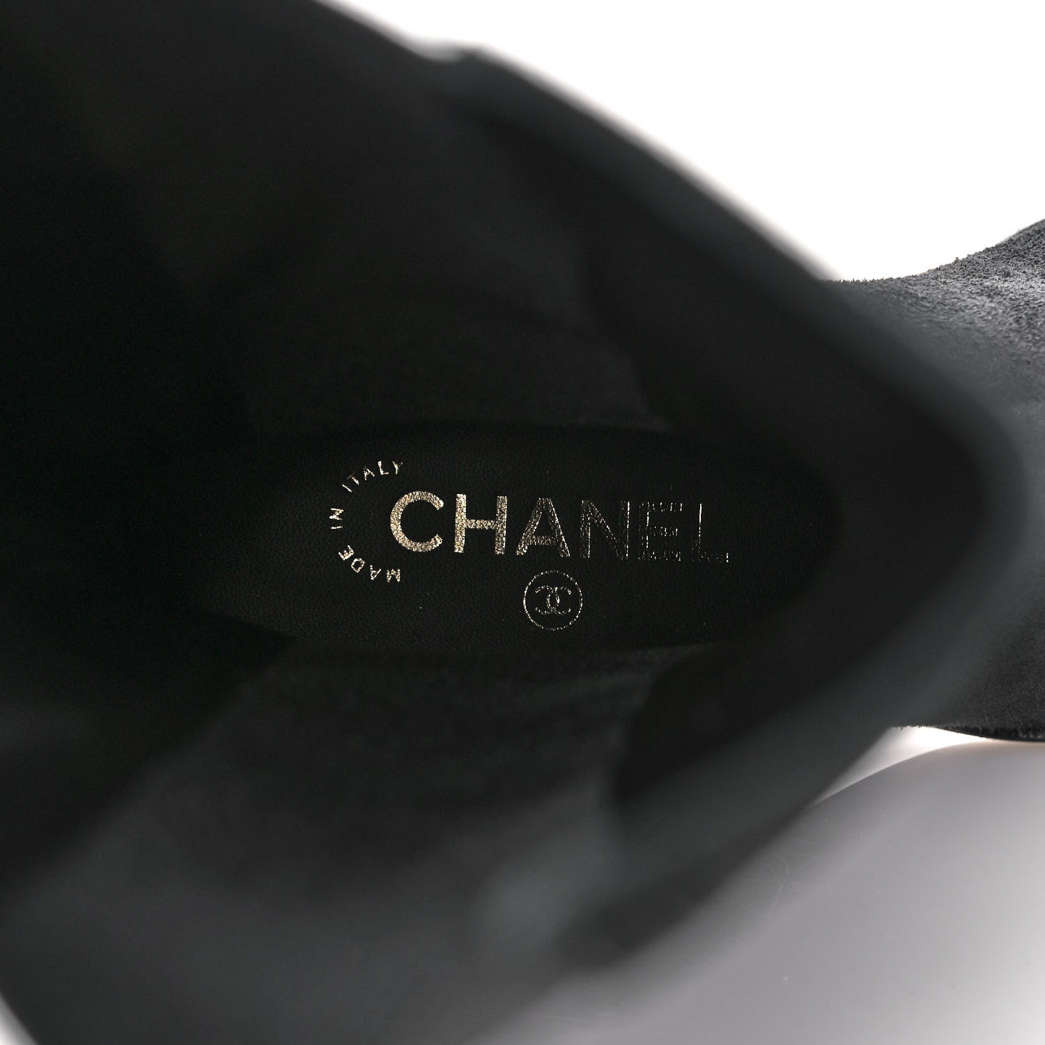 Chanel Suede Patent Calfskin CC Cork Cap Toe Tall Boots 38 Black 8 of 8
