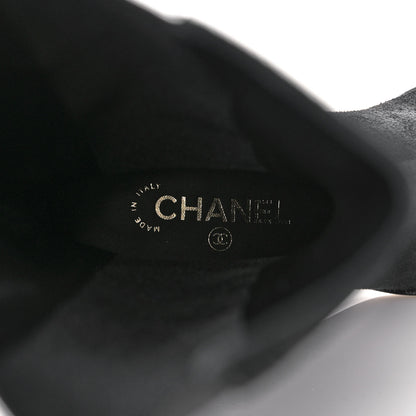 Chanel Suede Patent Calfskin CC Cork Cap Toe Tall Boots 38 Black 8 of 8