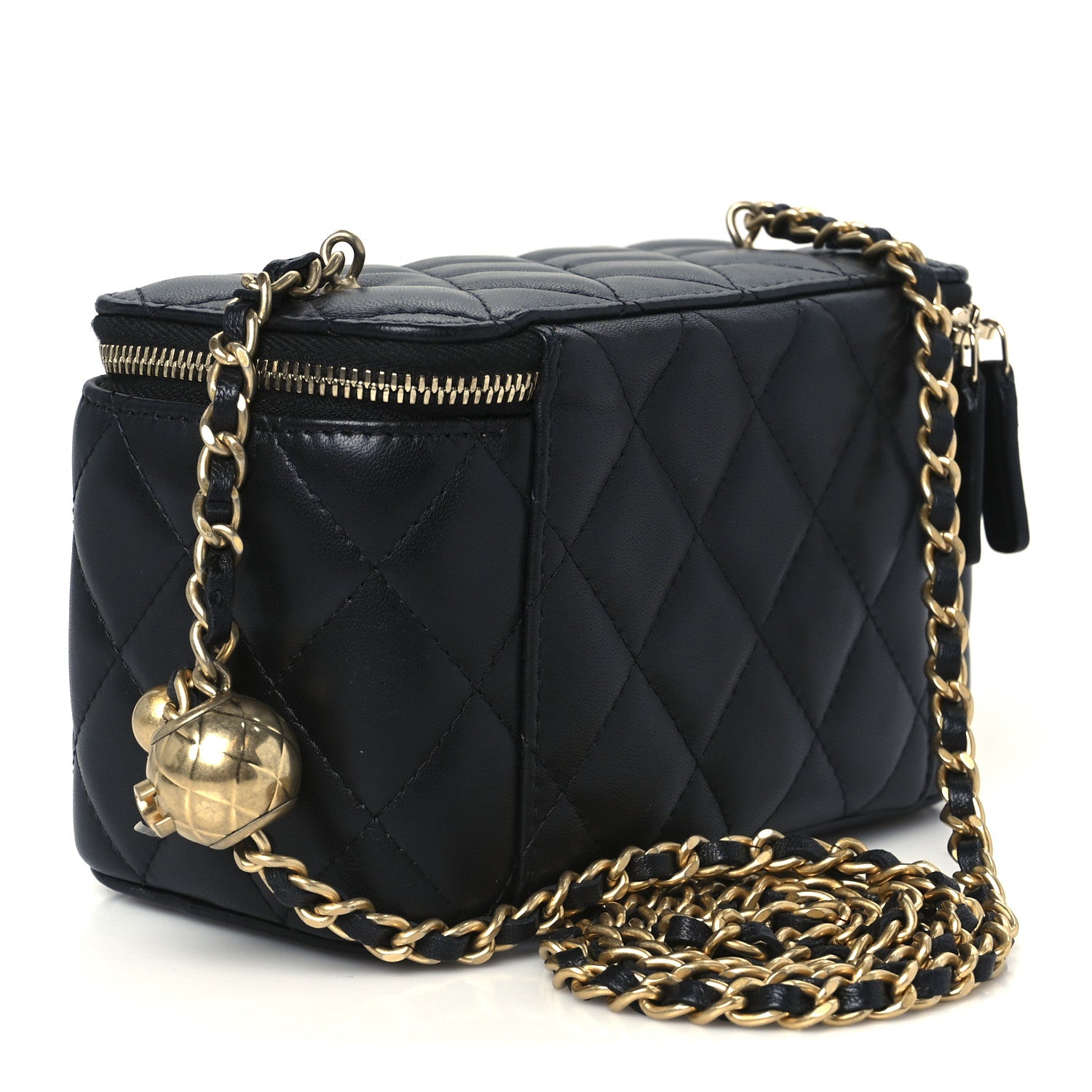 Chanel Lambskin Quilted Pearl Crush Small Vanity Case With Chain Black 3 of 12