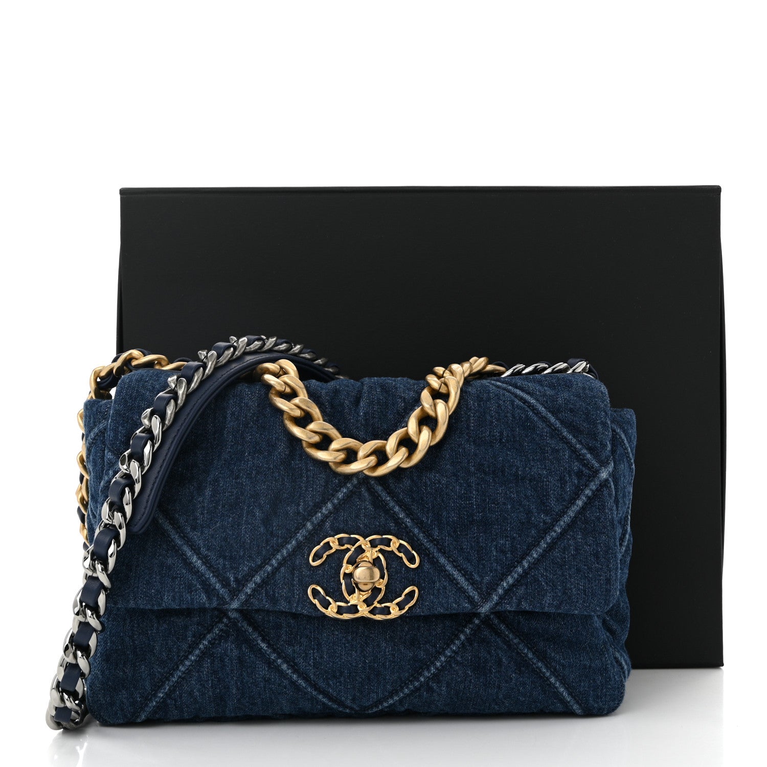 Chanel Denim Quilted Medium Chanel 19 Flap Blue 11 of 11