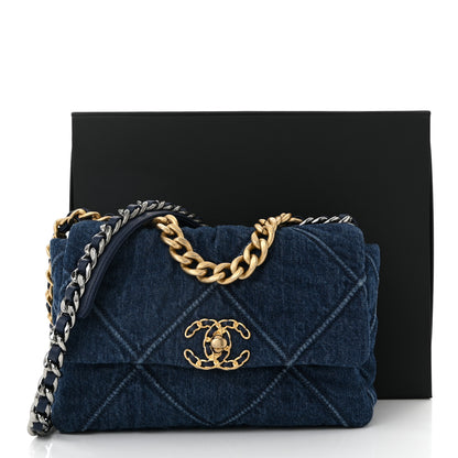 Chanel Denim Quilted Medium Chanel 19 Flap Blue 11 of 11