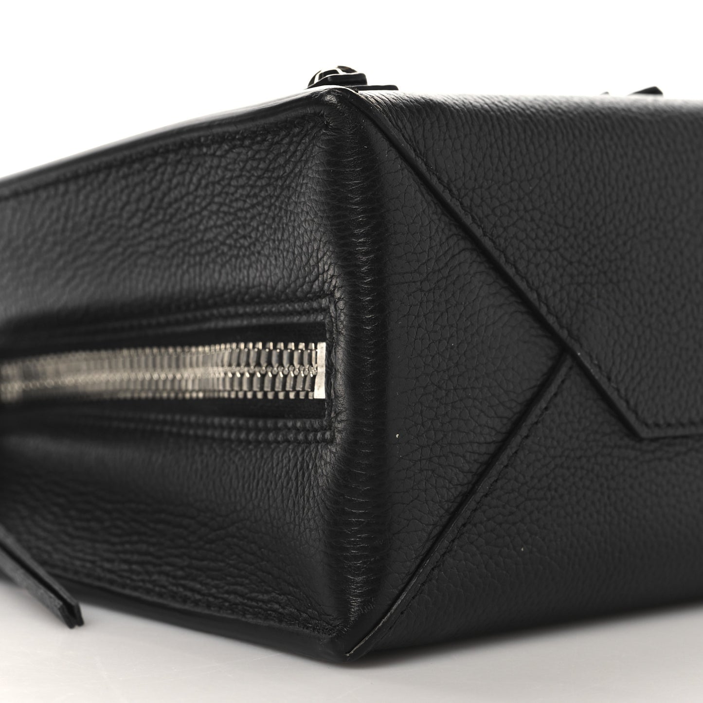 Grained Calfskin Papier Mini A4 Zip Around Tote Black