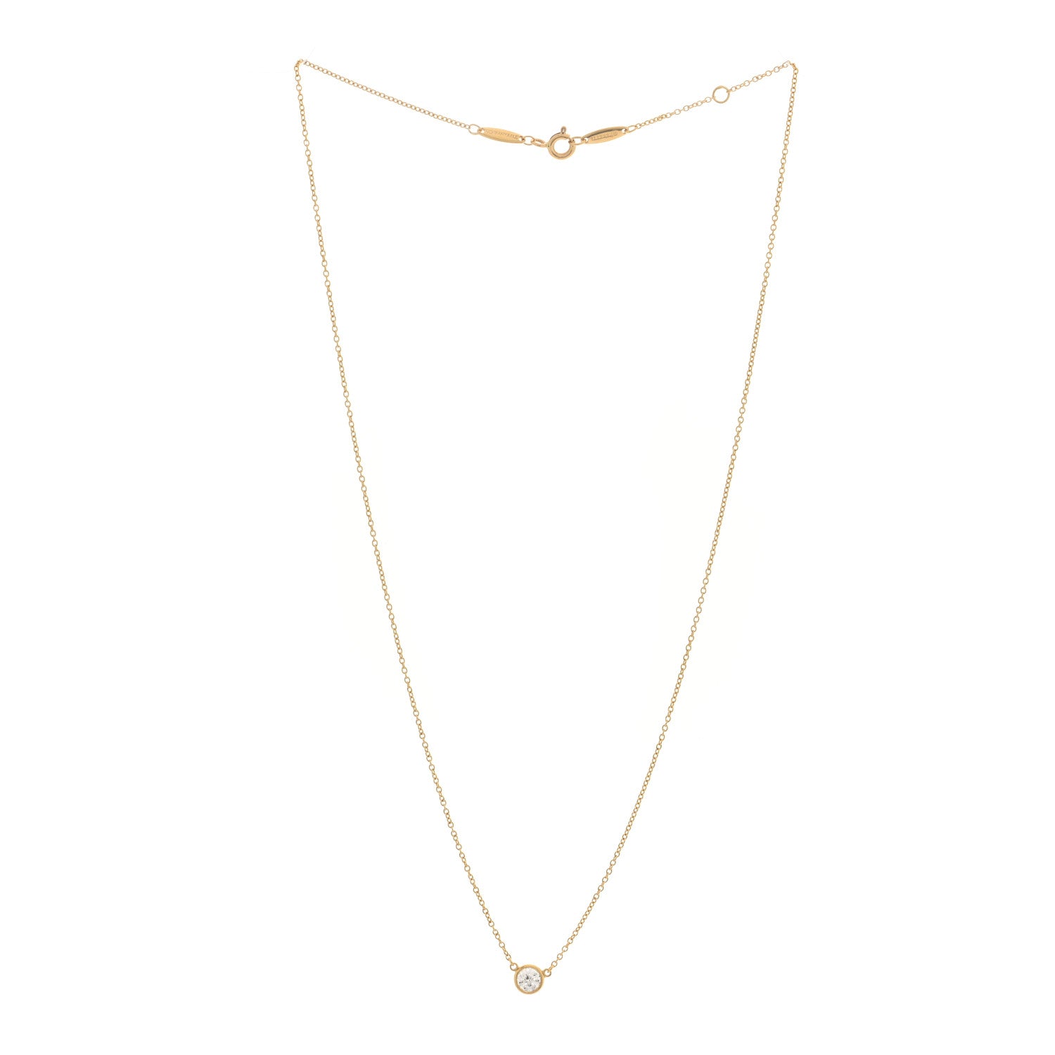 Tiffany 18K Yellow Gold Diamond .29ct Elsa Peretti Diamonds by the Yard Pendant Necklace 3 of 4
